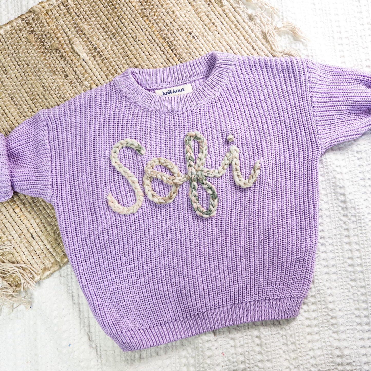 Custom Personalized Hand Embroidered Sweater - Purple