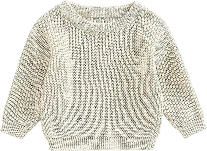 Custom Personalized Hand Embroidered Sweater - Speckled White