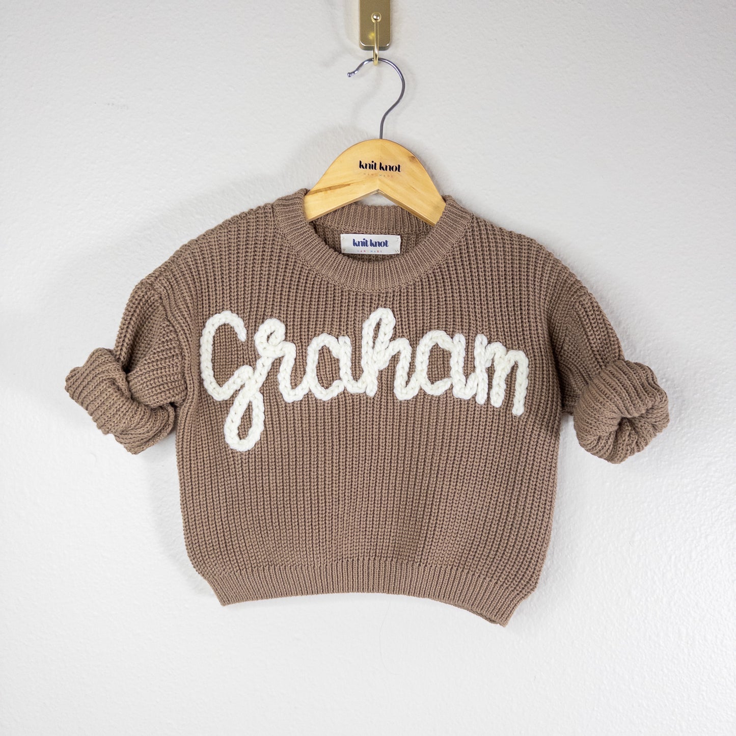 Custom Personalized Hand Embroidered Sweater - Brown