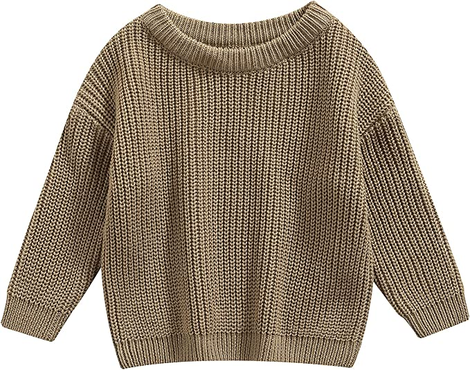 High quality, oversized, knit sweater for baby/toddler/kids in brown.